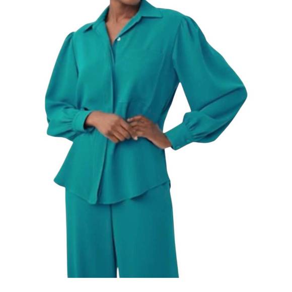 NEW TRINA TURK anuka dolman shirt in turkana teal - Picture 1 of 2